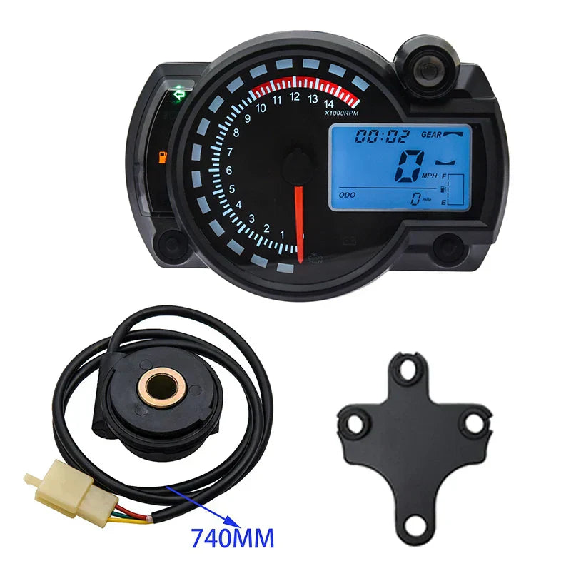 New RX2N LCD Digital Odometer Speedometer Instrument Universal For Motorcycle 299KM/H 7Colors Speed Gauge Meter Sensor Set