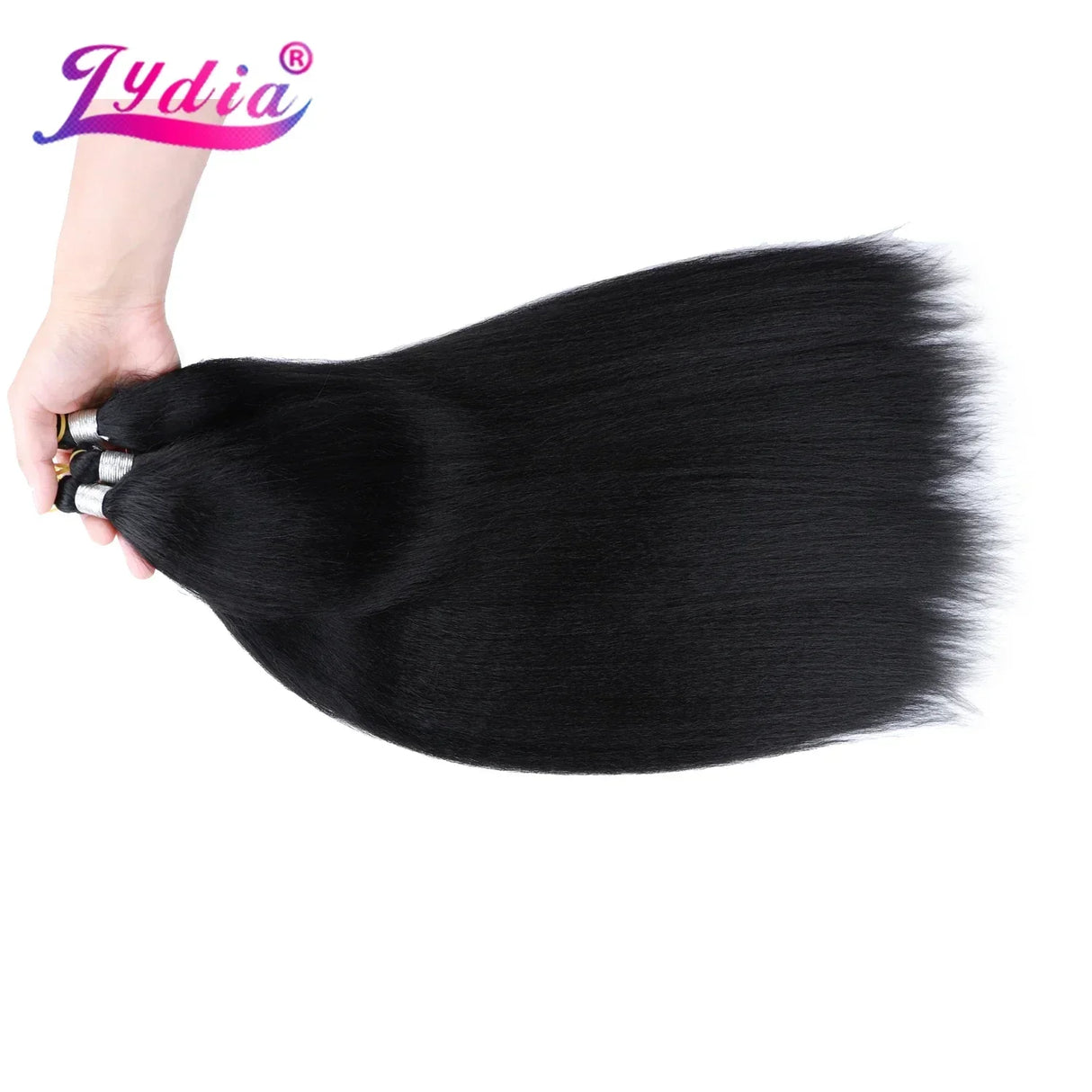(Pack of 3) Lydia Kinky Straight Bundles Synthetic Hair Extension Freetress Crochet Kanekalon Bulk Jumbo Braiding Afro 10-41Inch Black