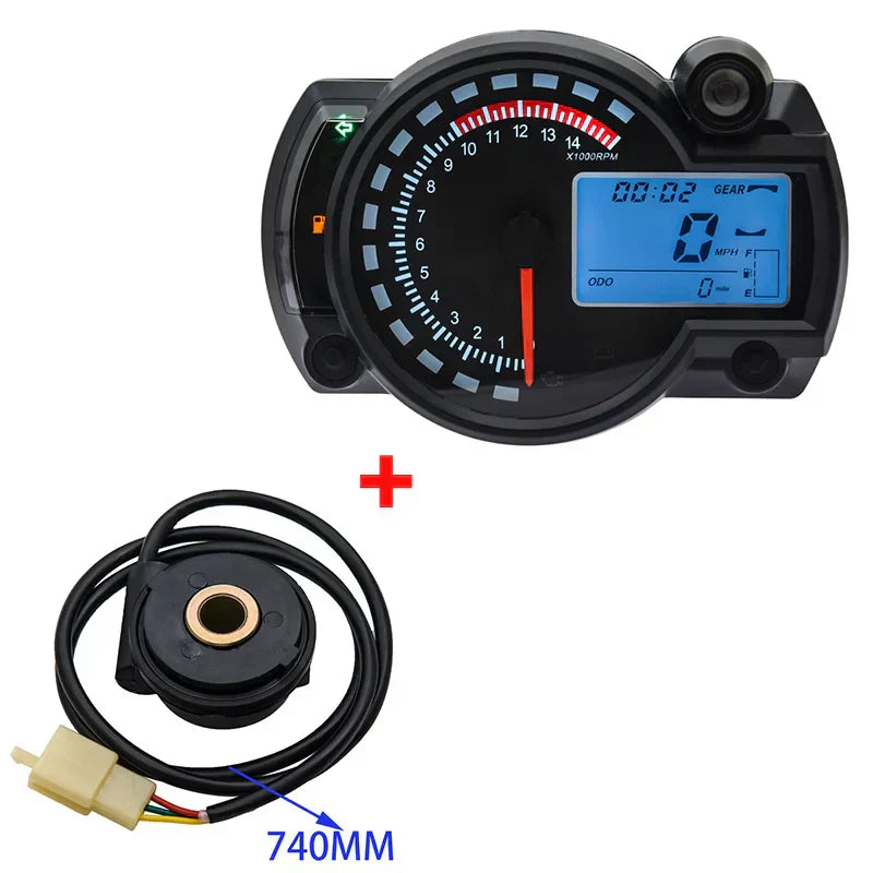 New RX2N LCD Digital Odometer Speedometer Instrument Universal For Motorcycle 299KM/H 7Colors Speed Gauge Meter Sensor Set