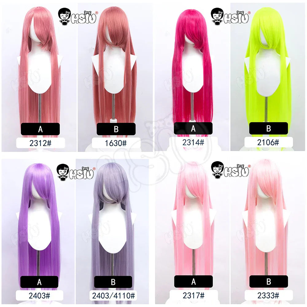 100Cm Long Staight Cosplay Wig HSIU Heat Resistant Synthetic Hair Anime Party wigs 42 color Colourful brand wig cap