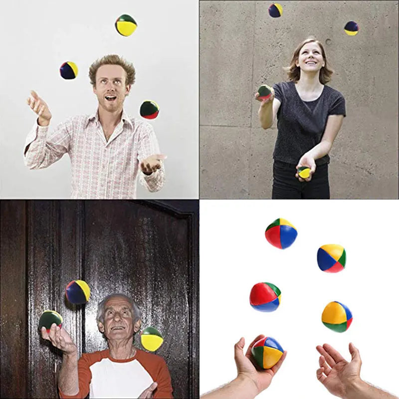 (Pack of 3) Net Set Suit Professional Juggling Ball Acrobatics Toss Ball Educational Toy Children Fun Sports Pu Soft Juggling Ball Toys