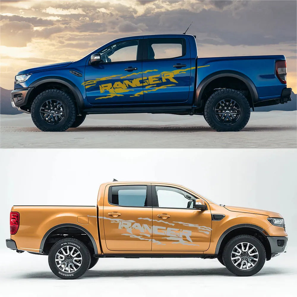(Pack of 2) Off Road Car Styling Door Side PVC Stickers For Ford Ranger Raptor Pickup Auto Vinyl Body Decor Decals Tuning Accessories