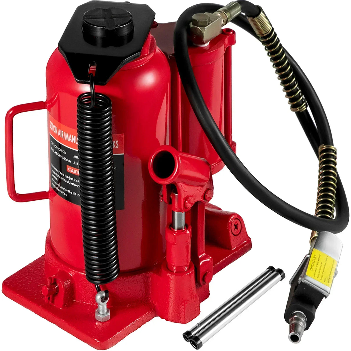 VEVOR 20 Ton 4Ft Air Hydraulic Bottle Car Jack Tool for Lifting Farm Vehicles Heavy-Duty Machinery Industrial Equipment Repair