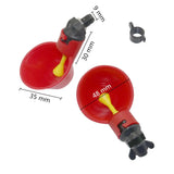 (Pack of 100) Red/Blue Automatic Chicken Drinking Fountains with Screws Poultry Drinking Cups Farm Animal Feeding Watering Supplies