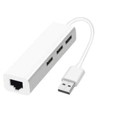 USB Ethernet with 3 Port USB HUB 2.0 RJ45 Lan Network Card USB to Ethernet Adapter for Mac iOS Android PC RTL8152 USB 2.0 HUB