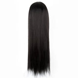 Black Wig Fei-Show Synthetic Heat Resistant Long Straight Middle Part Line Costume Cosplay Hair 26 Inches Salon Party Hairpieces