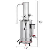 (Pack of 29) VEVOR 500ML 2L 3L 5L Lab Pure Water Distiller Electric Stainless Moonshine Still Filter And 24/40 Chemistry Glassware Kit