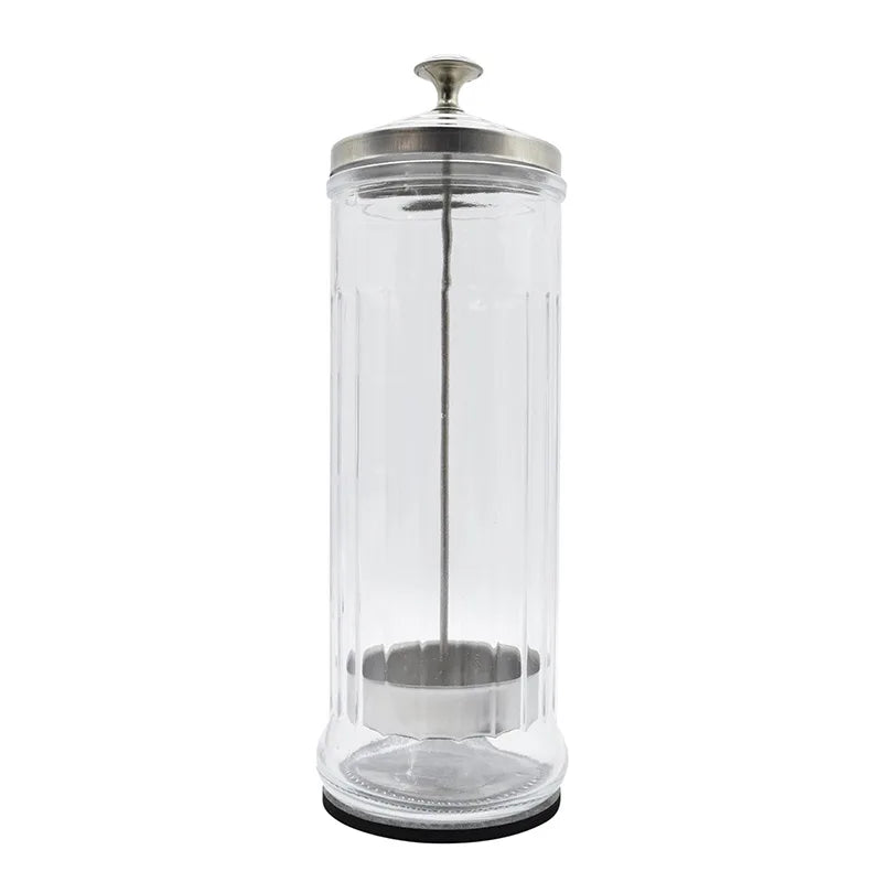 Hairdressing Sterilization Bottle Glass Scissors Comb Stainless Steel Cover Haircut Disinfecting Jar Salon Sterilizing Tool