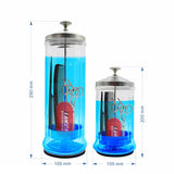 Hairdressing Sterilization Bottle Glass Scissors Comb Stainless Steel Cover Haircut Disinfecting Jar Salon Sterilizing Tool