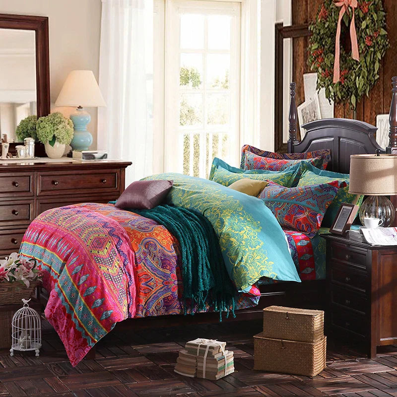 Bohemian Cotton 3d Comforter Bedding Sets Luxury Boho Duvet Cover Set Pillowcase Queen King Size Bedlinen Bedspread