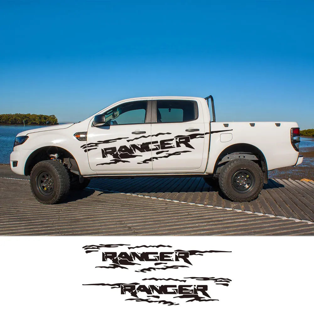 (Pack of 2) Off Road Car Styling Door Side PVC Stickers For Ford Ranger Raptor Pickup Auto Vinyl Body Decor Decals Tuning Accessories