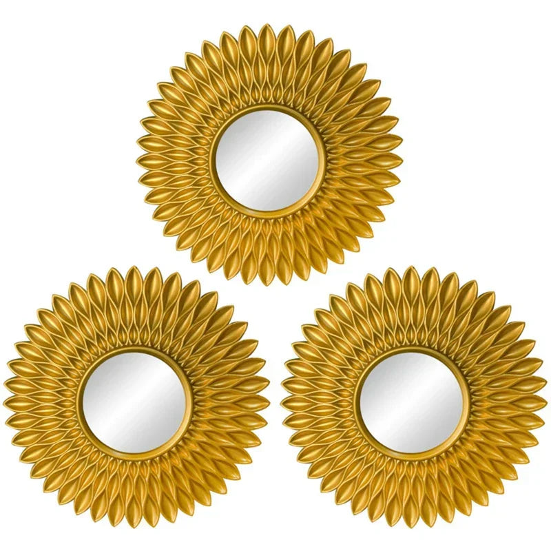Gold Mirrors for Wall Decor Set of 3 Hanging Ornament Art Crafts Supplies for Home Bedroom Bathroom Small Round Dropshipping