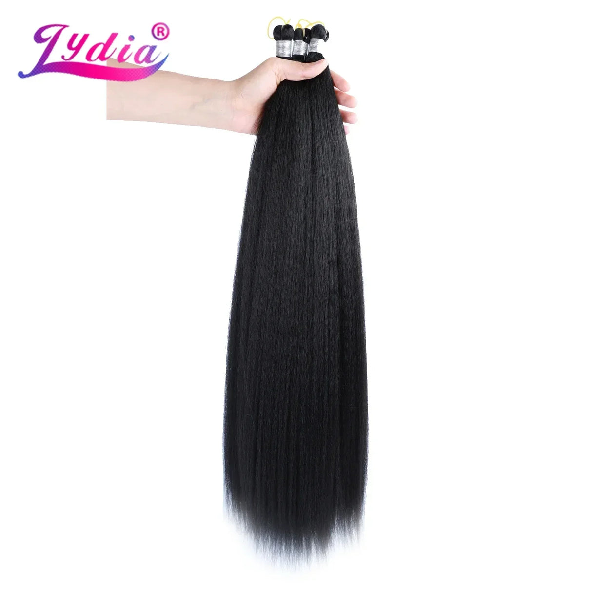 (Pack of 3) Lydia Kinky Straight Bundles Synthetic Hair Extension Freetress Crochet Kanekalon Bulk Jumbo Braiding Afro 10-41Inch Black