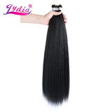 (Pack of 3) Lydia Kinky Straight Bundles Synthetic Hair Extension Freetress Crochet Kanekalon Bulk Jumbo Braiding Afro 10-41Inch Black