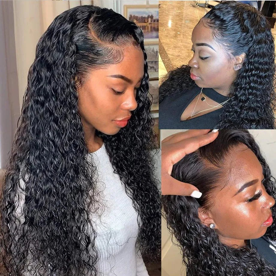 Deep Wave Frontal Wig 13x4 13x6 Hd Transparent Lace Frontal Wig Glueless 5X5 6X4 Wig 28 30 Inch Curly Lace Front Human Hair Wigs