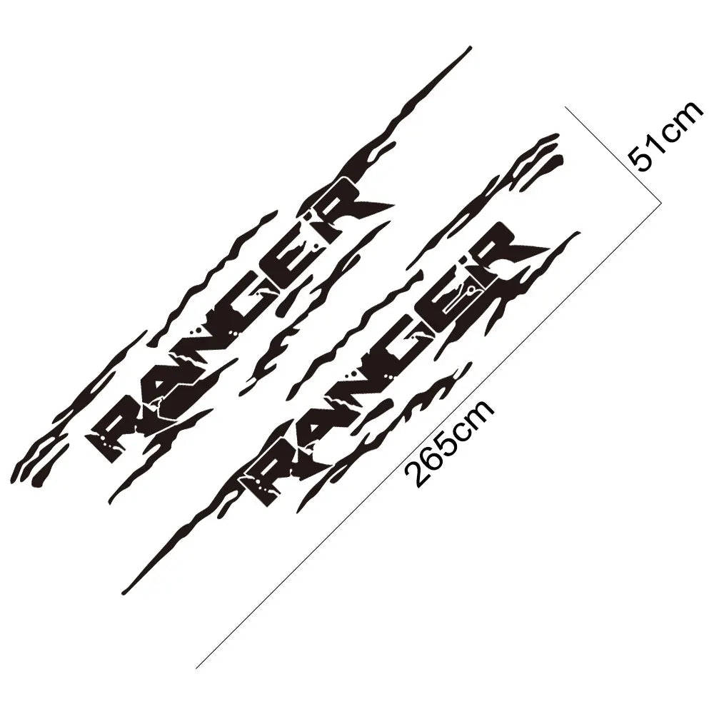 (Pack of 2) Off Road Car Styling Door Side PVC Stickers For Ford Ranger Raptor Pickup Auto Vinyl Body Decor Decals Tuning Accessories
