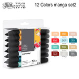 WINSOR&NEWTON 6/12 Colors ProMarkers Alcohol base ink Twin tips Professional Art Marker Pen Drawing Supplies
