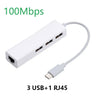 USB Ethernet with 3 Port USB HUB 2.0 RJ45 Lan Network Card USB to Ethernet Adapter for Mac iOS Android PC RTL8152 USB 2.0 HUB