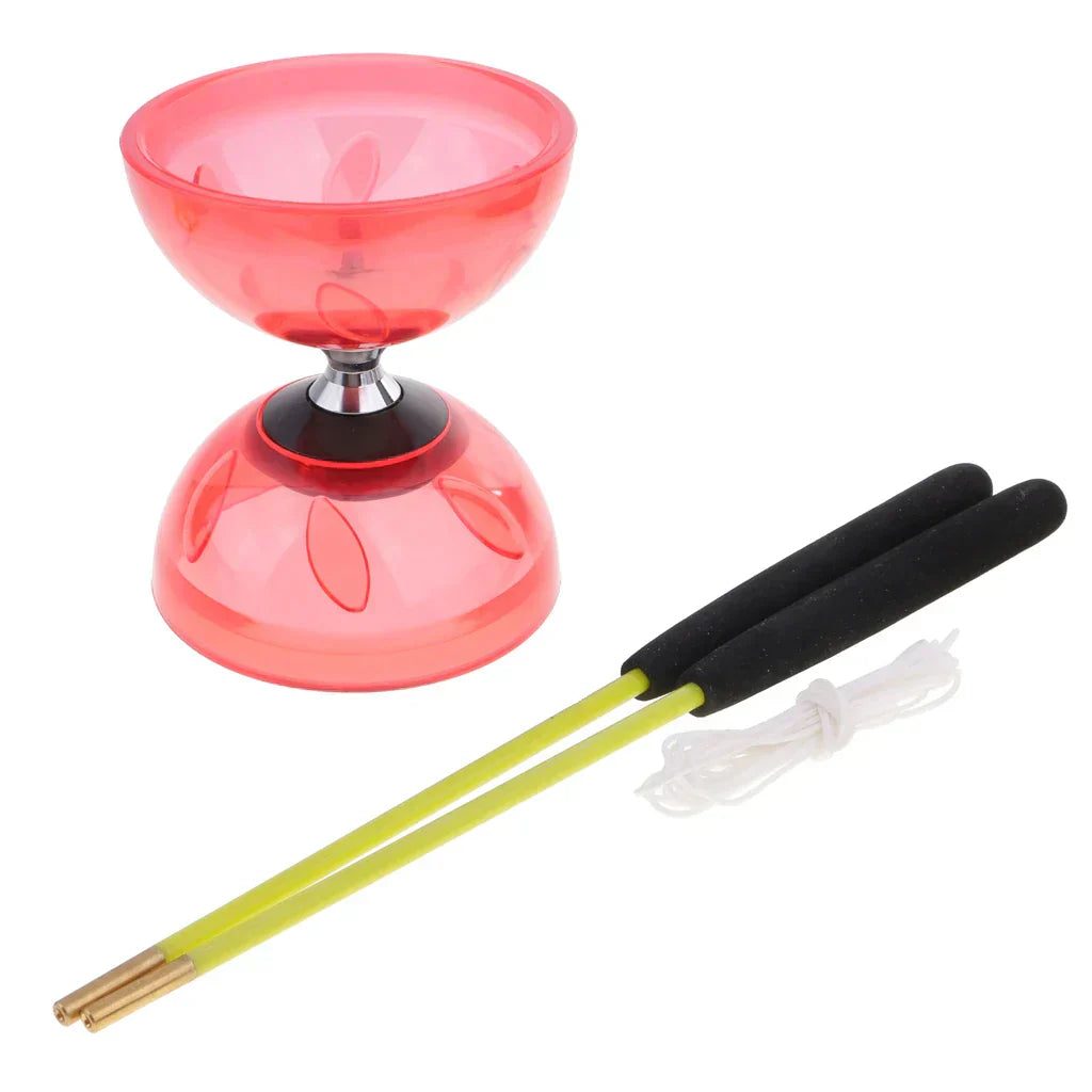 Triple Diabolo Bearings with Sticks Rope Set Rubber Toys