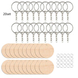 Wood Charms Key Chain Keyrings Blank For DIY Engraved Pendants