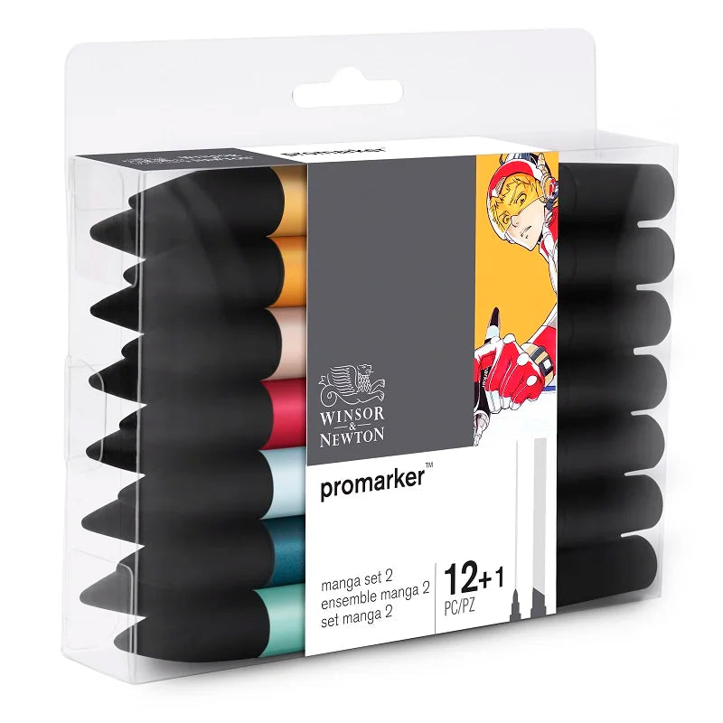 WINSOR&NEWTON 6/12 Colors ProMarkers Alcohol base ink Twin tips Professional Art Marker Pen Drawing Supplies