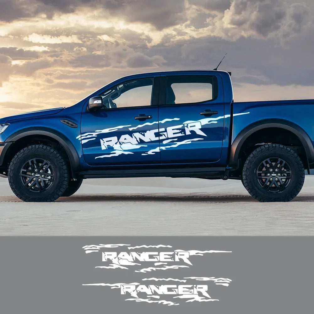 (Pack of 2) Off Road Car Styling Door Side PVC Stickers For Ford Ranger Raptor Pickup Auto Vinyl Body Decor Decals Tuning Accessories