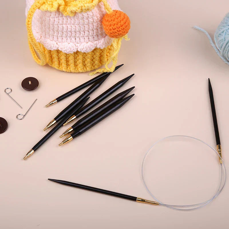 (Pack of 1) LMDZ High Quality Cable or Sandalwood Circular Knitting Needles Sweater Weaving Tools Wool Cotton Yarn DIY Knit Accessories