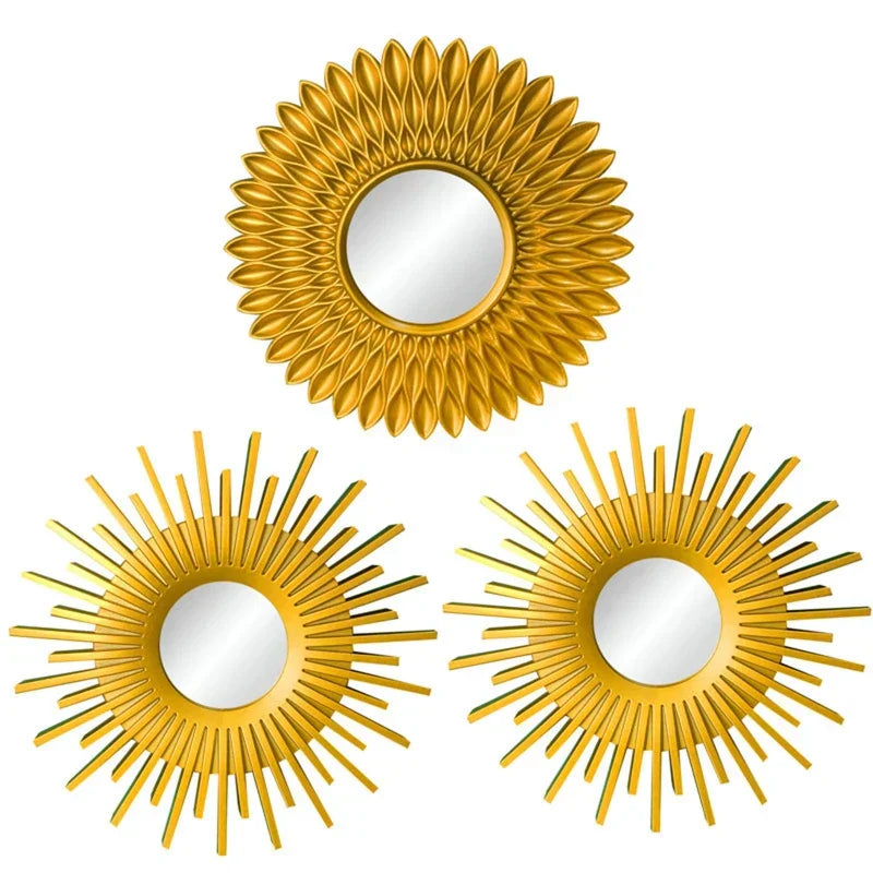 Gold Mirrors for Wall Decor Set of 3 Hanging Ornament Art Crafts Supplies for Home Bedroom Bathroom Small Round Dropshipping