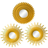Gold Mirrors for Wall Decor Set of 3 Hanging Ornament Art Crafts Supplies for Home Bedroom Bathroom Small Round Dropshipping