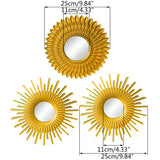 Gold Mirrors for Wall Decor Set of 3 Hanging Ornament Art Crafts Supplies for Home Bedroom Bathroom Small Round Dropshipping