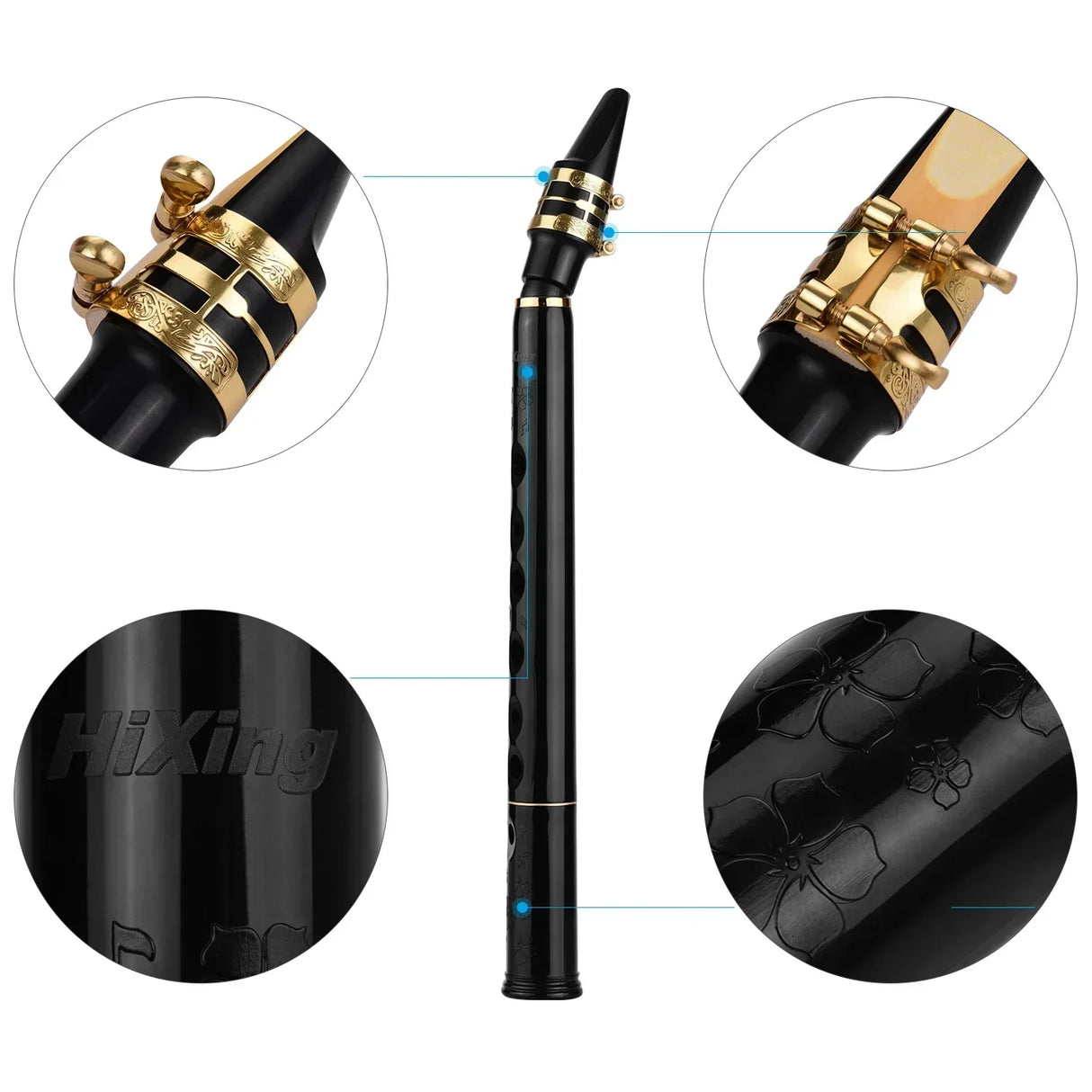 (Pack of 10) HiXing C Key Mini Pocket Saxophone Sax ABS Material Mini Sax & Mouthpieces Reeds Carrying Bag Woodwind Instrument Muslady