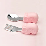 Hippo Snail Whale Silicone Baby Spoon and Fork 316 Stainless Steel Utensil Set Learn To Eat Tableware Baby Infant Food Feeding