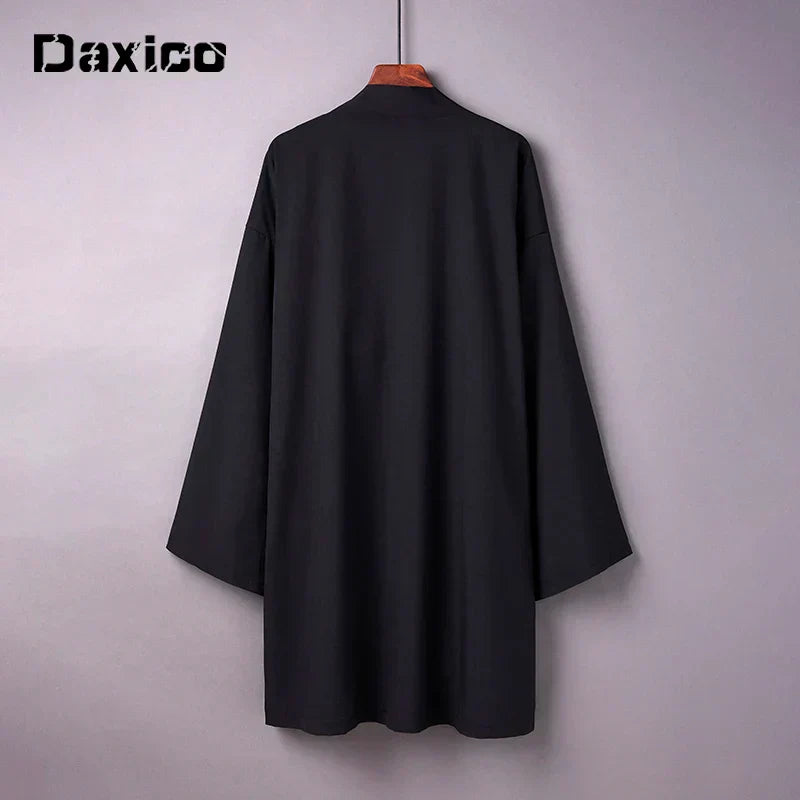 Japanese Yukata Kimono Haori Man Cardigan Harajuku Woman Long Cosplay Yukata Female Obi Black Streetwear White Beach Shirt