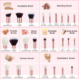 (Pack of 25) Jessup Professional Makeup Brushes Set, Makeup Brush Foundation Powder Eyeshadow Liner Highlighter Make Up Tools Kit T215
