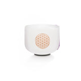KVKA 8 Inch C Note 528Hz Life of Flower Design Chakra Frosted Quartz Crystal Singing Bowl with Free Mallet