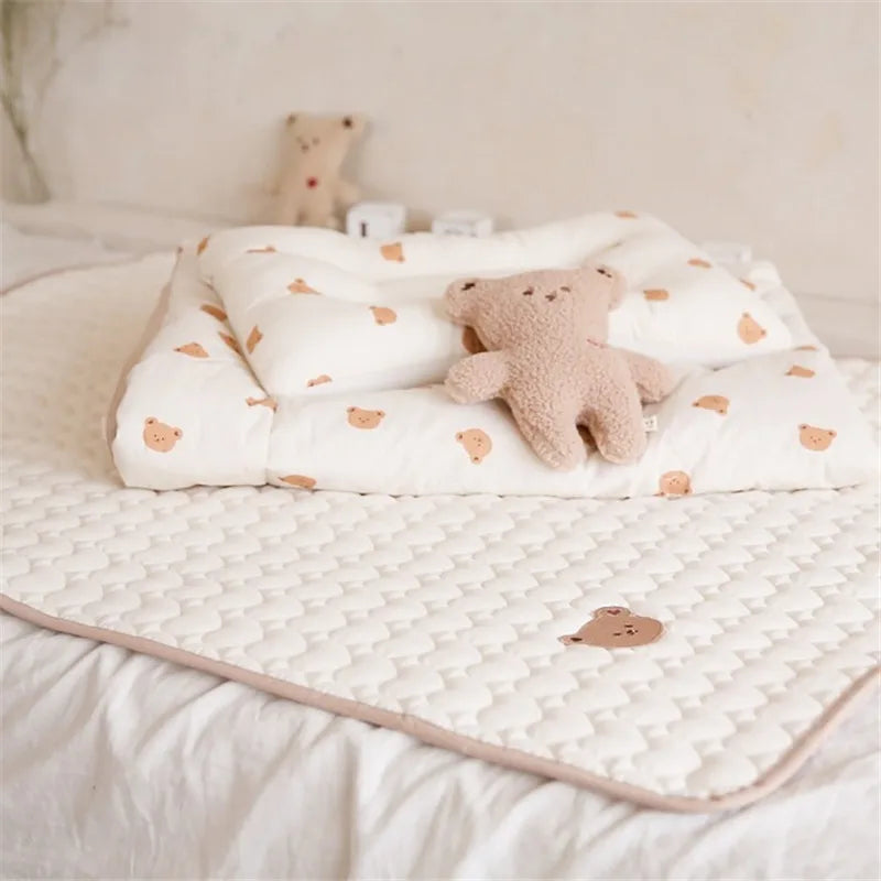 Korean Bear Bunny Embroidered Baby Diaper Changing Pad Washable Waterproof Children Mattress