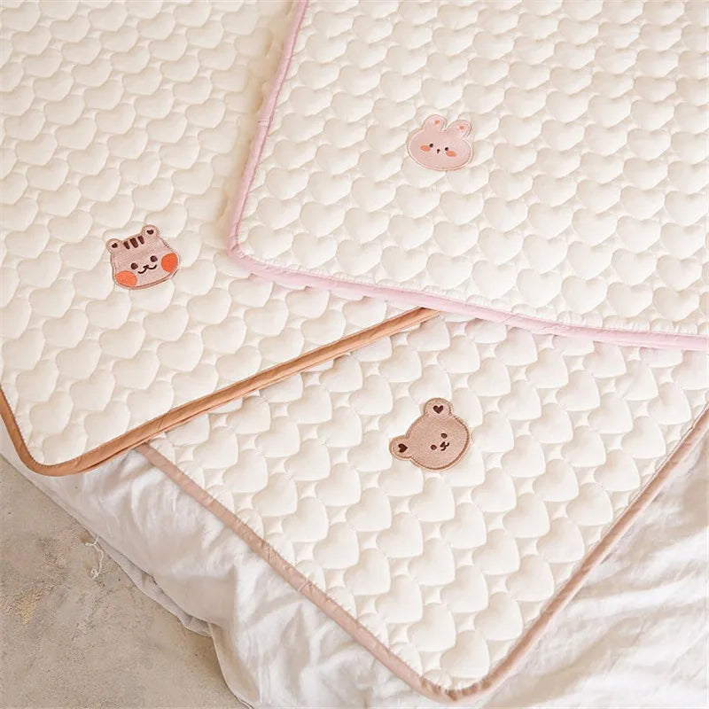 Korean Bear Bunny Embroidered Baby Diaper Changing Pad Washable Waterproof Children Mattress