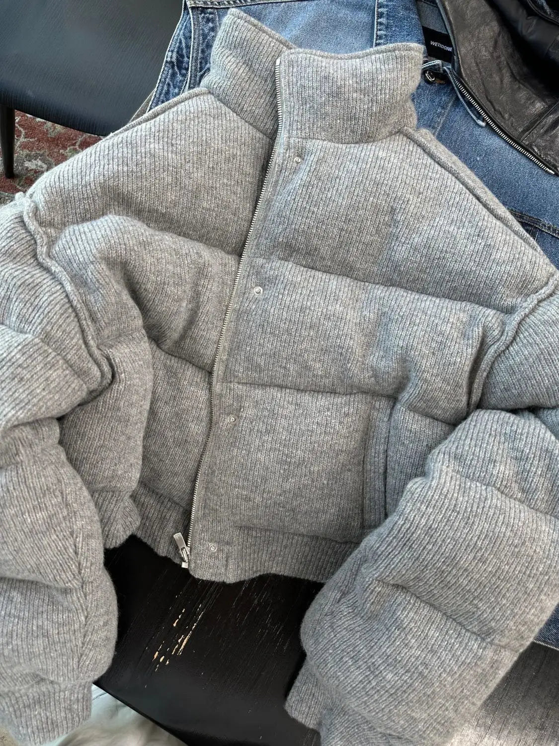 Korean Style High-end Short Gray Cotton Parkas Loose Warm Thickened Stand Collar Outwear 2023 New Winter Coat Women