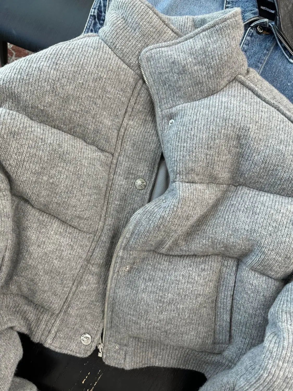 Korean Style High-end Short Gray Cotton Parkas Loose Warm Thickened Stand Collar Outwear 2023 New Winter Coat Women