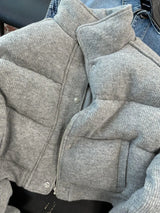 Korean Style High-end Short Gray Cotton Parkas Loose Warm Thickened Stand Collar Outwear 2023 New Winter Coat Women