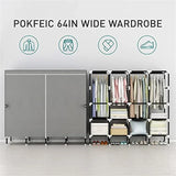 LEEGOHOME Closet Wardrobe 64in 163x42x170cm Wardrobe Steel Fabric Closet Clothes Hanging with 8 Storage Shelves & 4 Hanging Rods