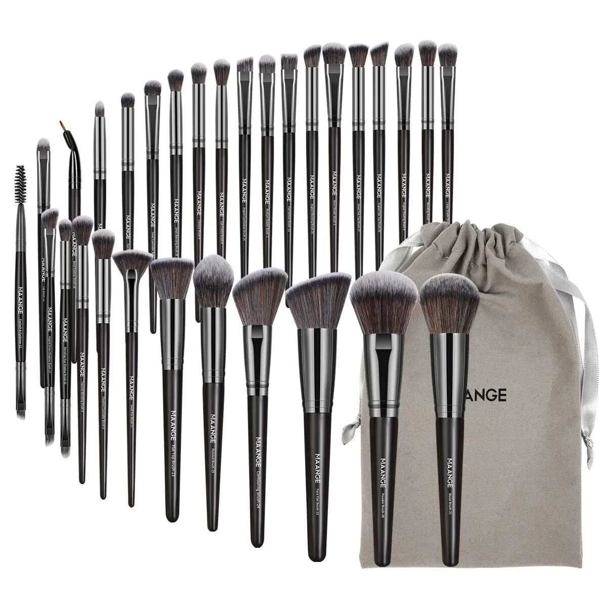 (Pack of 30) MAANGE Professional Makeup Brush Set Foundation Concealers Eye Shadows Powder Blush Blending Brushes Beauty Tools with Bag
