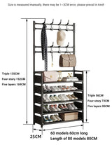 Multifunctional shoe floor stand simple integrated storage rack floor mounted clothes hanger simple shoe cabinet dustproof