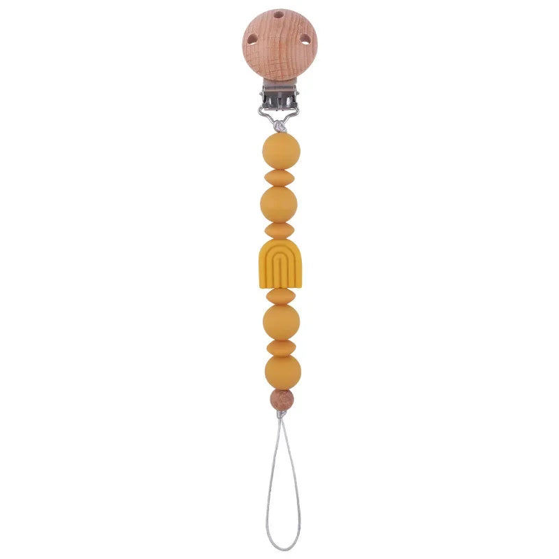 New Baby Pacifier Clip Chain Silicone Beads Rainbow Appease Soothes Infant Pacifier Leashes & Cases Dummy Holder