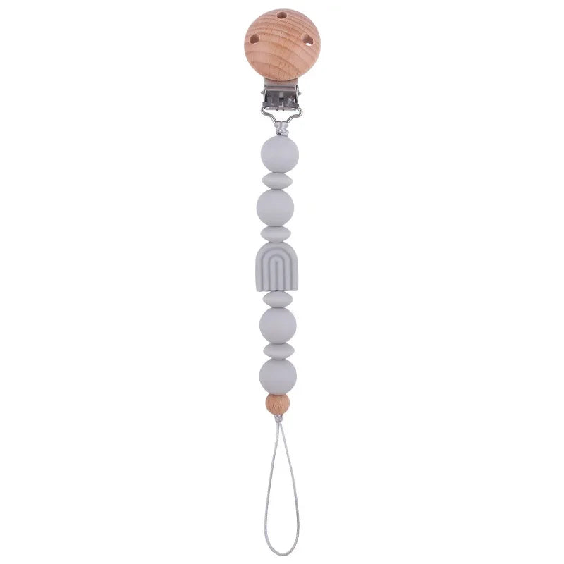 New Baby Pacifier Clip Chain Silicone Beads Rainbow Appease Soothes Infant Pacifier Leashes & Cases Dummy Holder