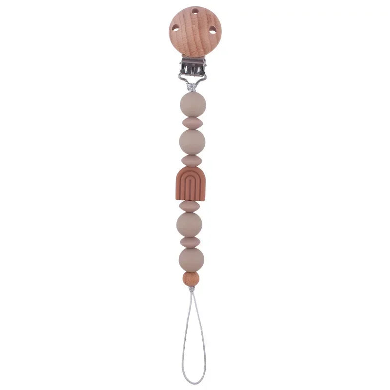 New Baby Pacifier Clip Chain Silicone Beads Rainbow Appease Soothes Infant Pacifier Leashes & Cases Dummy Holder
