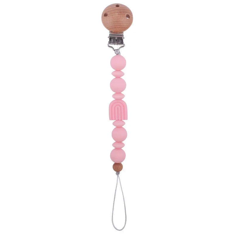 New Baby Pacifier Clip Chain Silicone Beads Rainbow Appease Soothes Infant Pacifier Leashes & Cases Dummy Holder