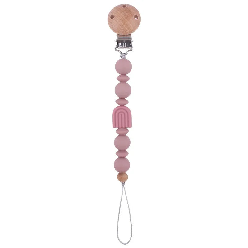 New Baby Pacifier Clip Chain Silicone Beads Rainbow Appease Soothes Infant Pacifier Leashes & Cases Dummy Holder
