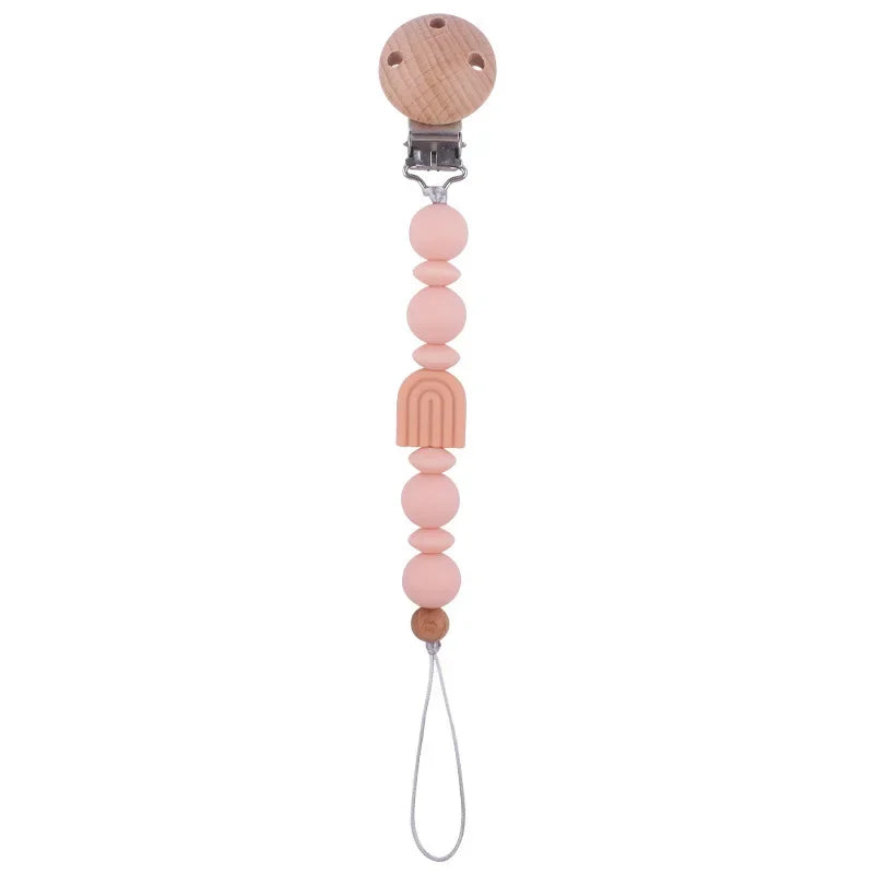 New Baby Pacifier Clip Chain Silicone Beads Rainbow Appease Soothes Infant Pacifier Leashes & Cases Dummy Holder
