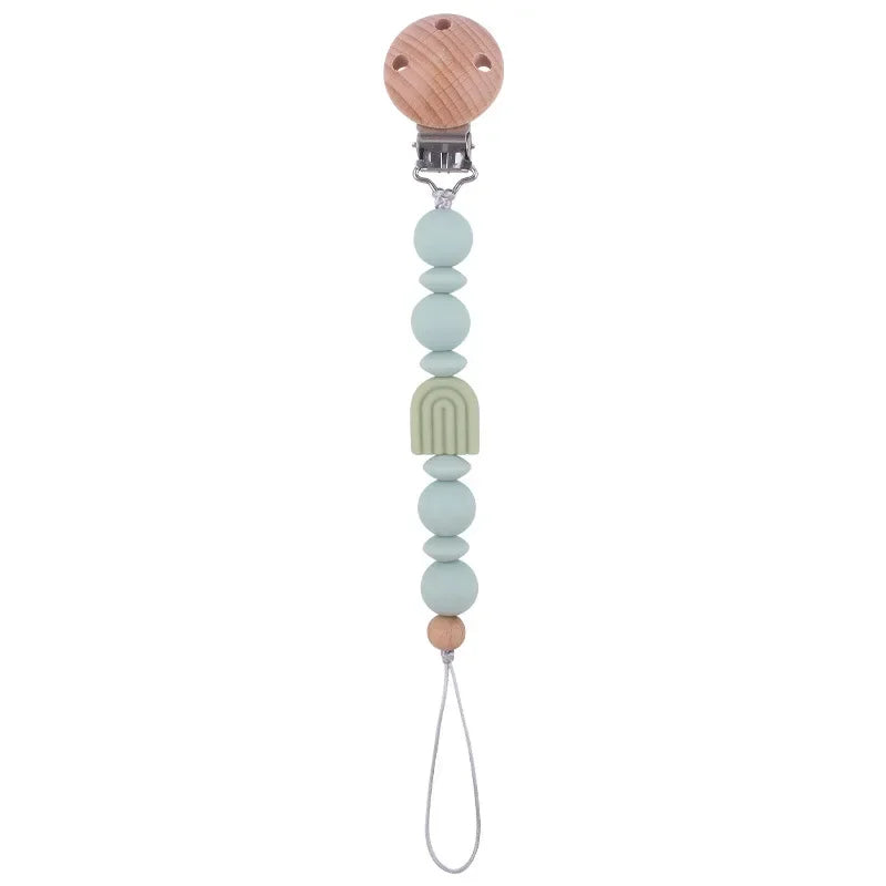 New Baby Pacifier Clip Chain Silicone Beads Rainbow Appease Soothes Infant Pacifier Leashes & Cases Dummy Holder